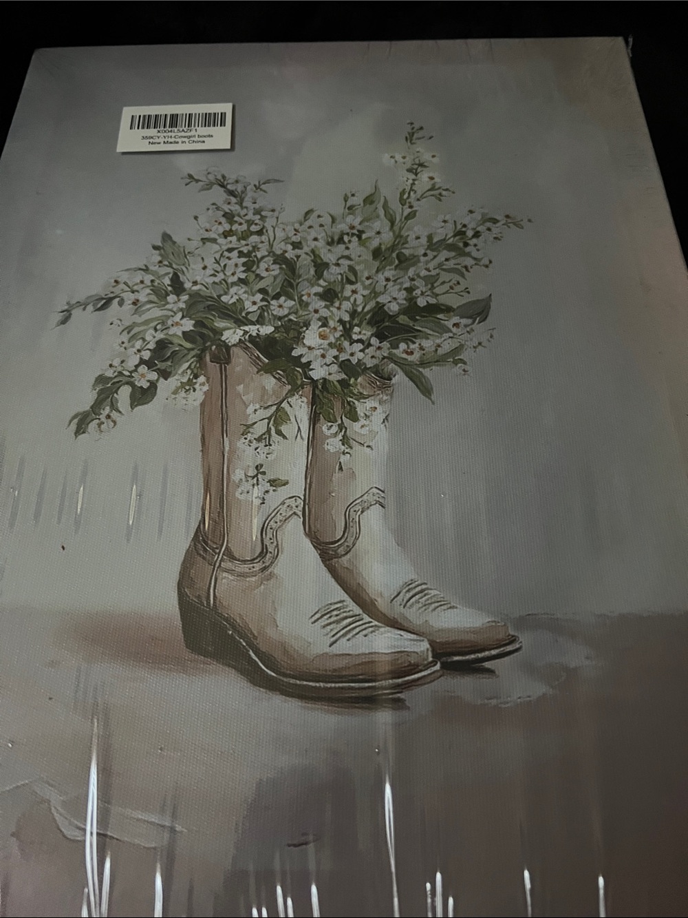 New Cowboy Boots Canvas Art NWT